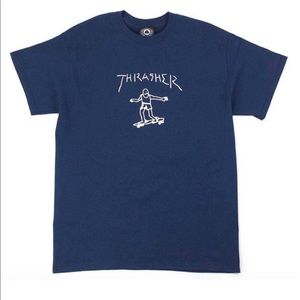 navy blue thrasher shirt